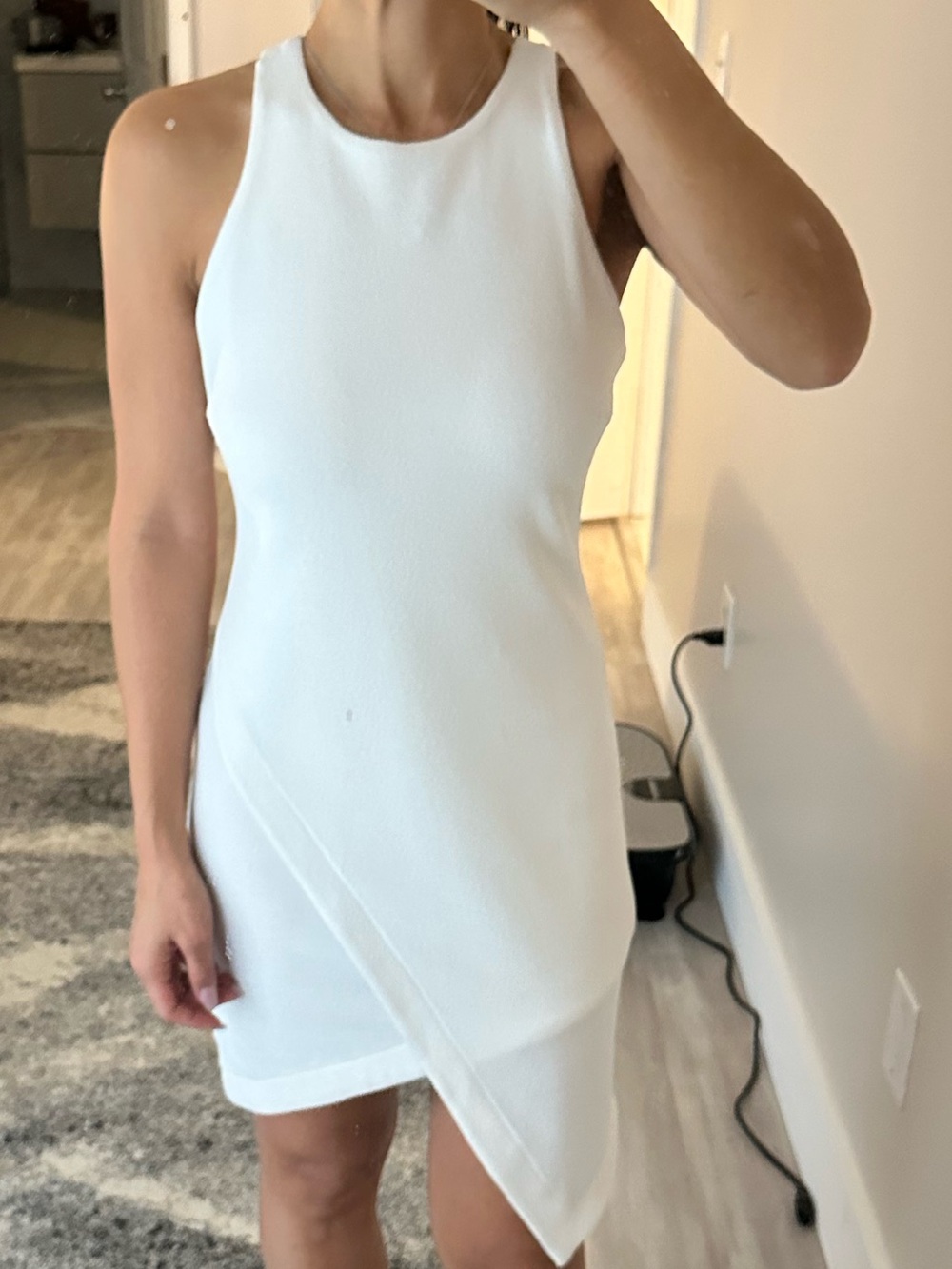 Leith White Sleeveless Asymmetrical Mini Dress